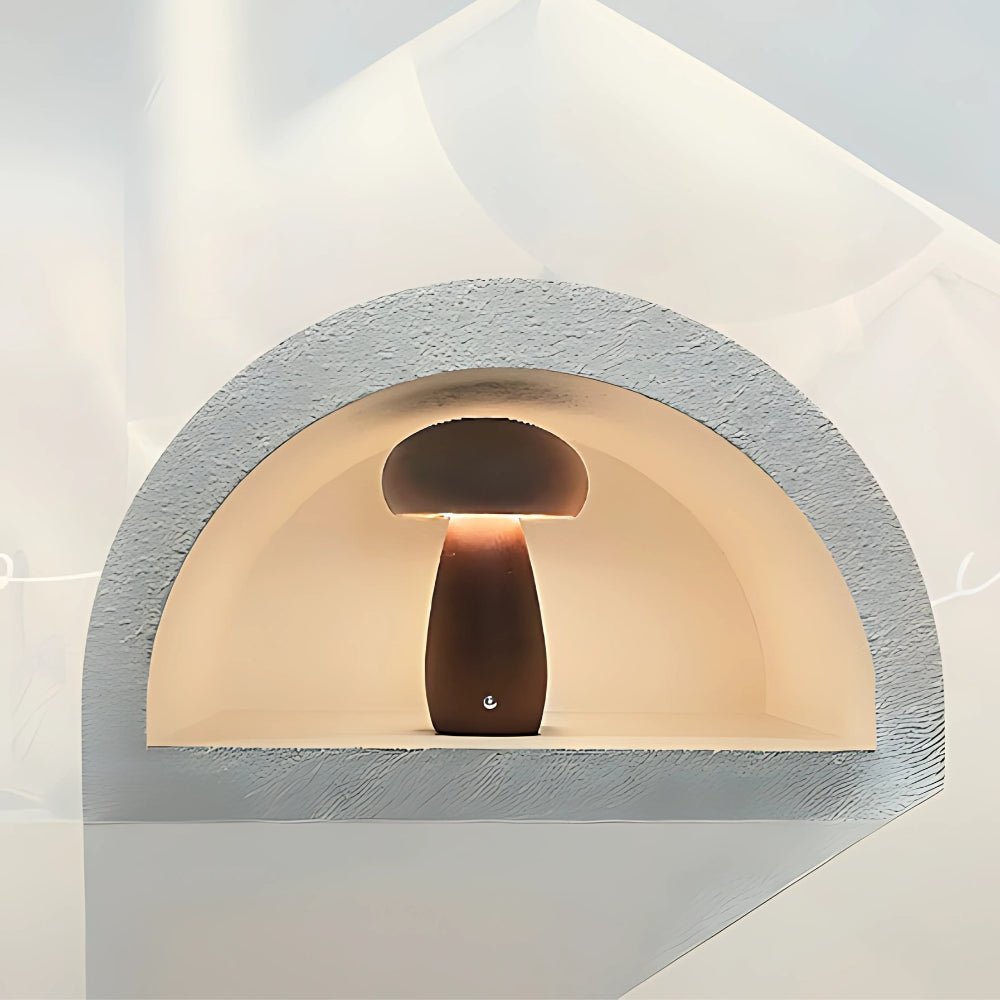 Virelle Maison - Lampe de table champignon en bois avec éclairage LED réglable