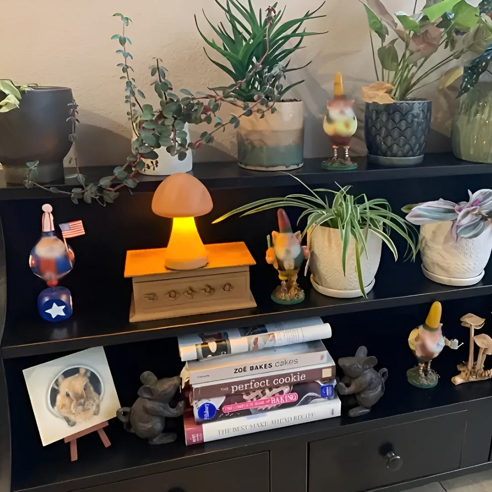 Virelle Maison - Lampe de table champignon en bois avec éclairage LED réglable