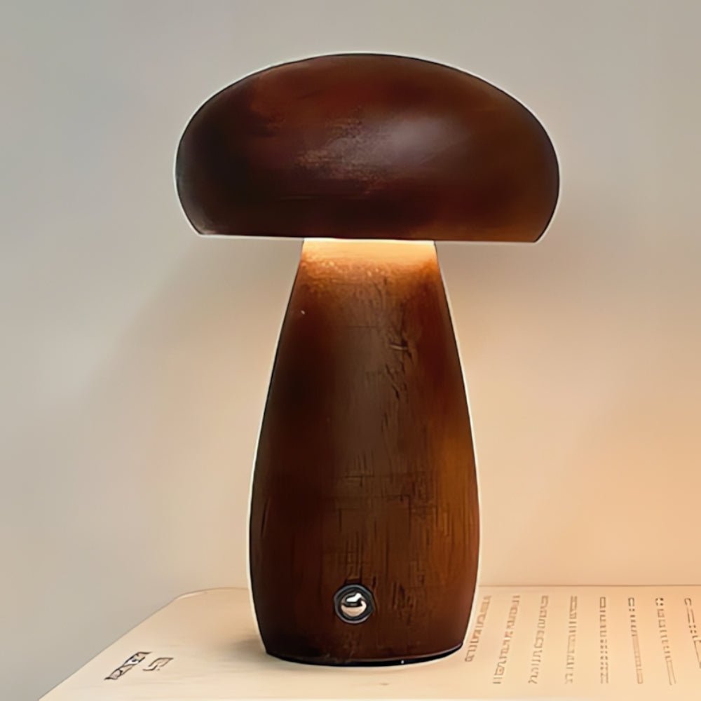 Virelle Maison - Lampe de table champignon en bois avec éclairage LED réglable