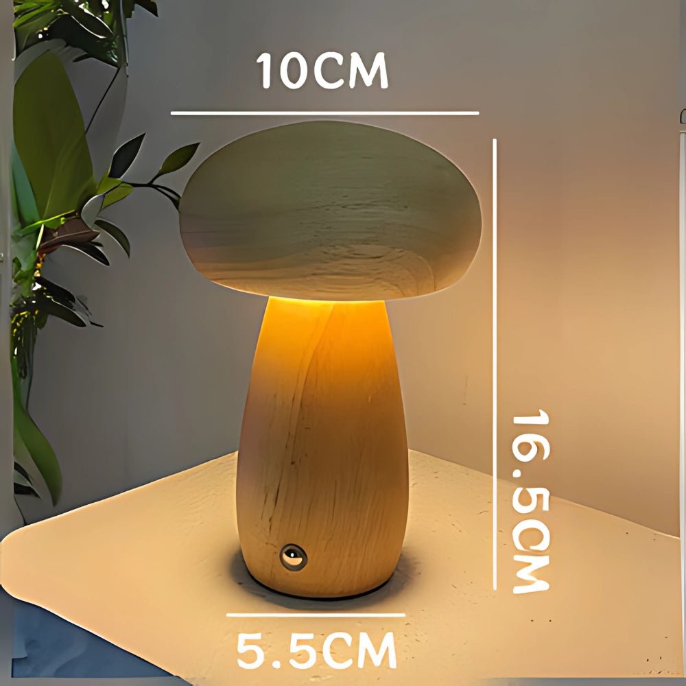 Virelle Maison - Lampe de table champignon en bois avec éclairage LED réglable