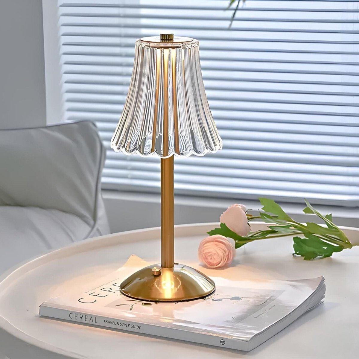 Virelle Maison - Lampe de table cristalline en aluminium brossé | Virelle Maison