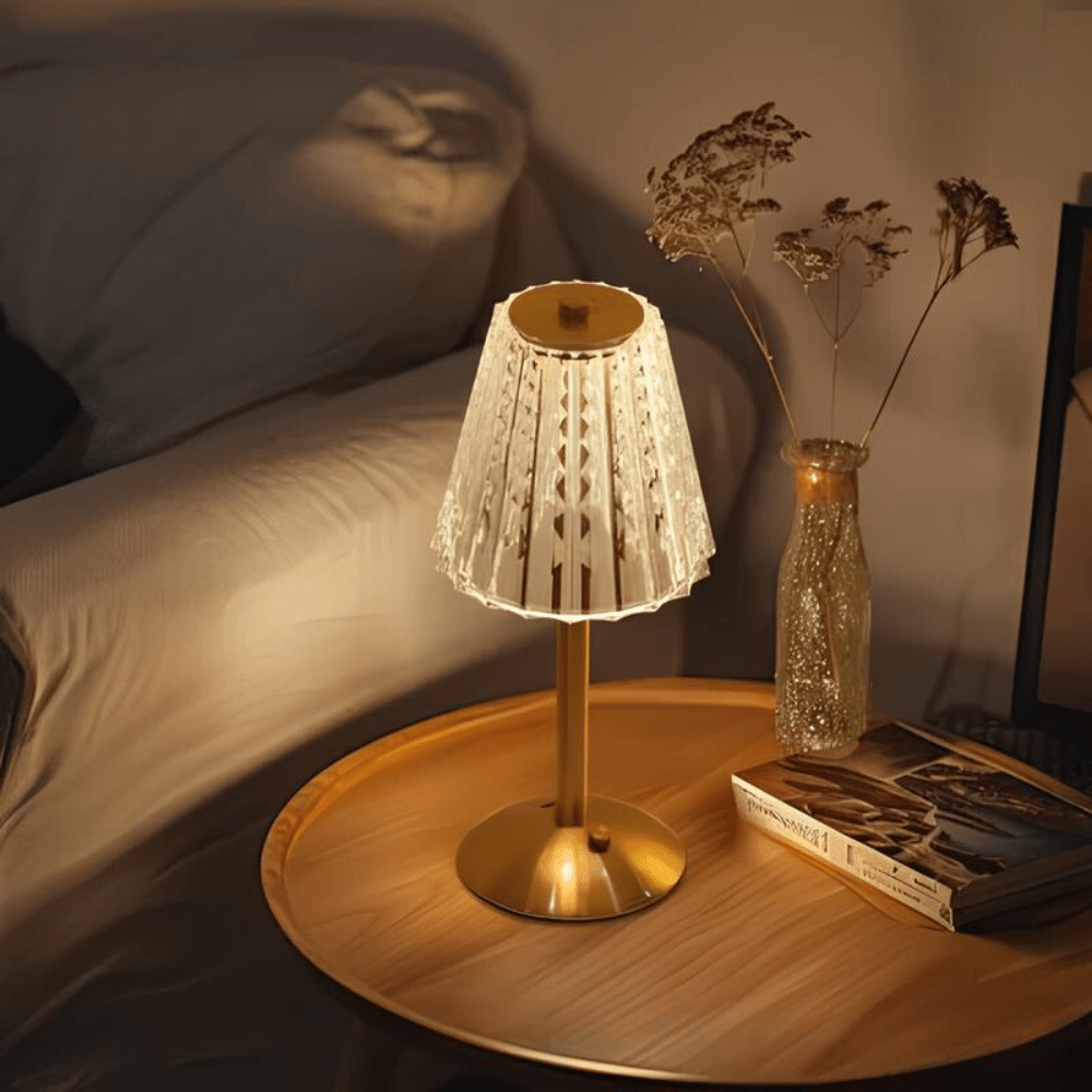Virelle Maison - Lampe de table cristalline en aluminium brossé | Virelle Maison