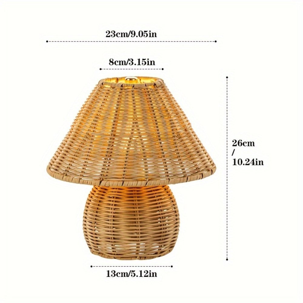 Virelle Maison - Lampe de table en rotin tressé avec abat - jour en bambou naturel