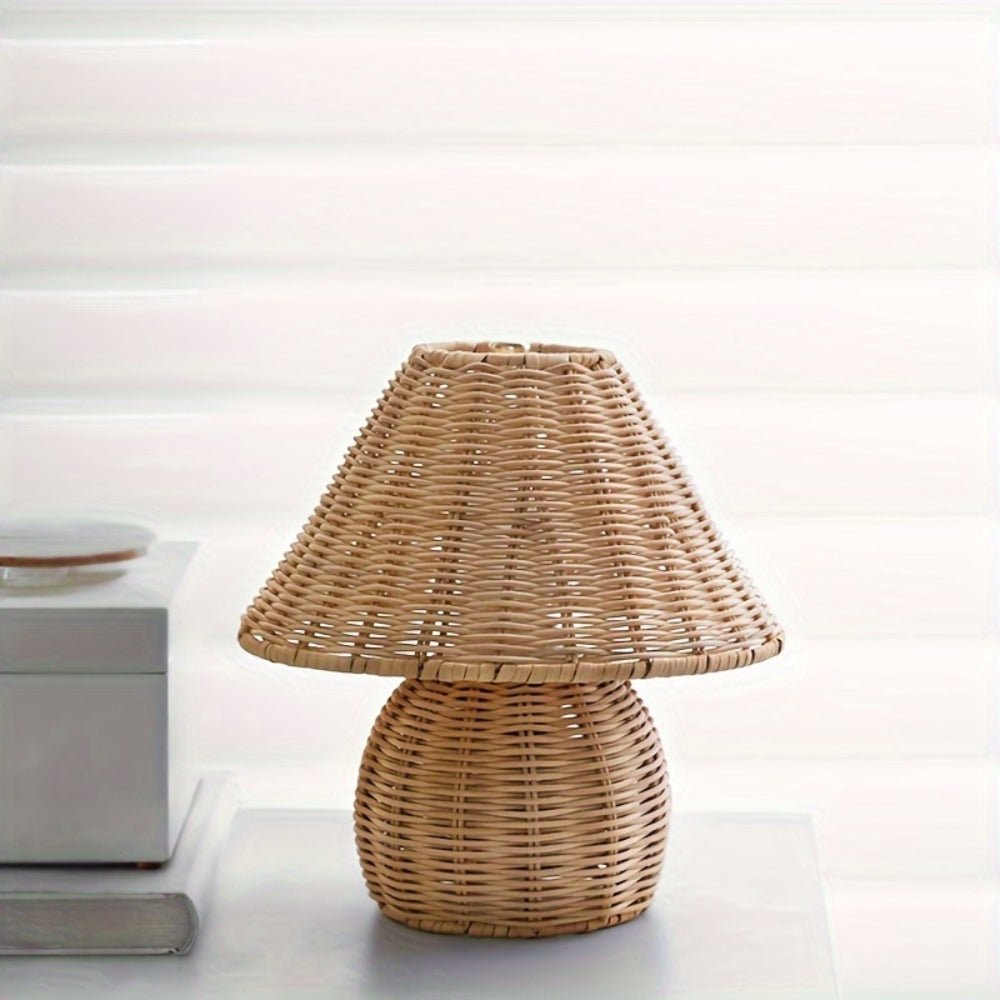 Virelle Maison - Lampe de table en rotin tressé avec abat - jour en bambou naturel