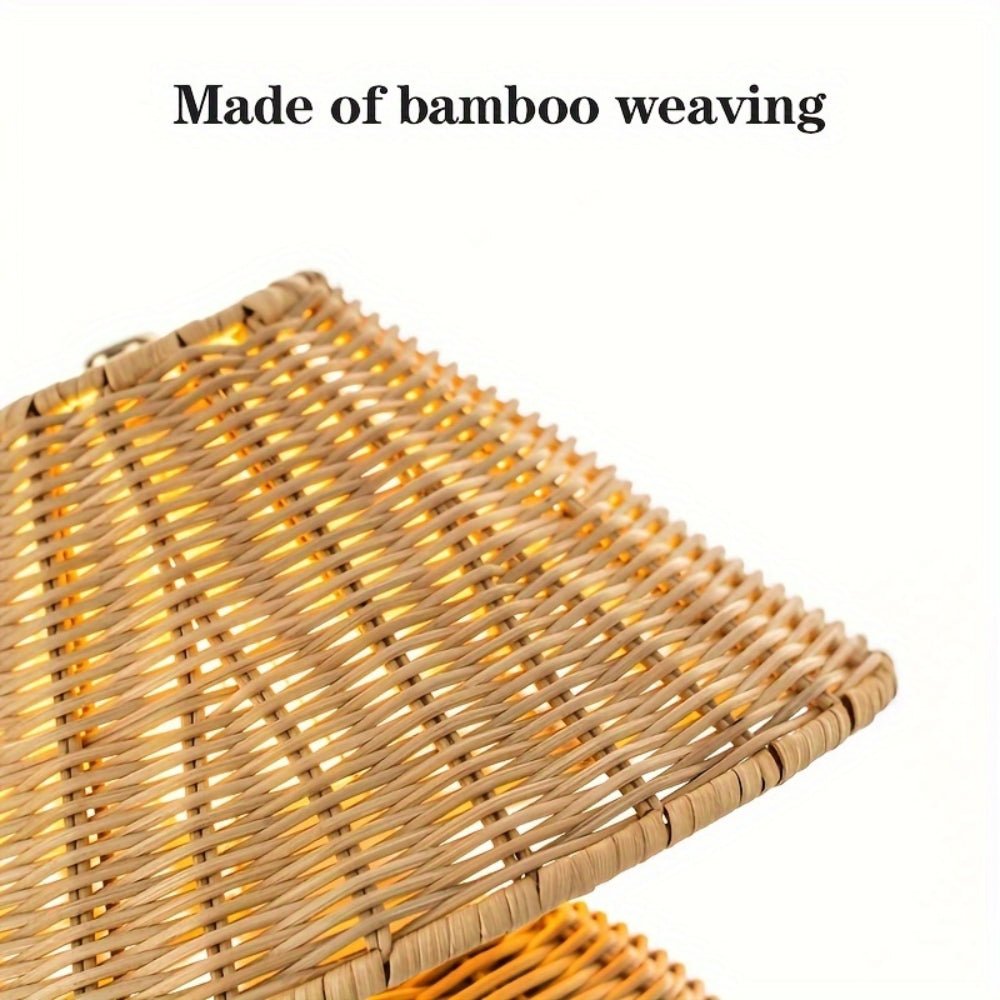 Virelle Maison - Lampe de table en rotin tressé avec abat - jour en bambou naturel