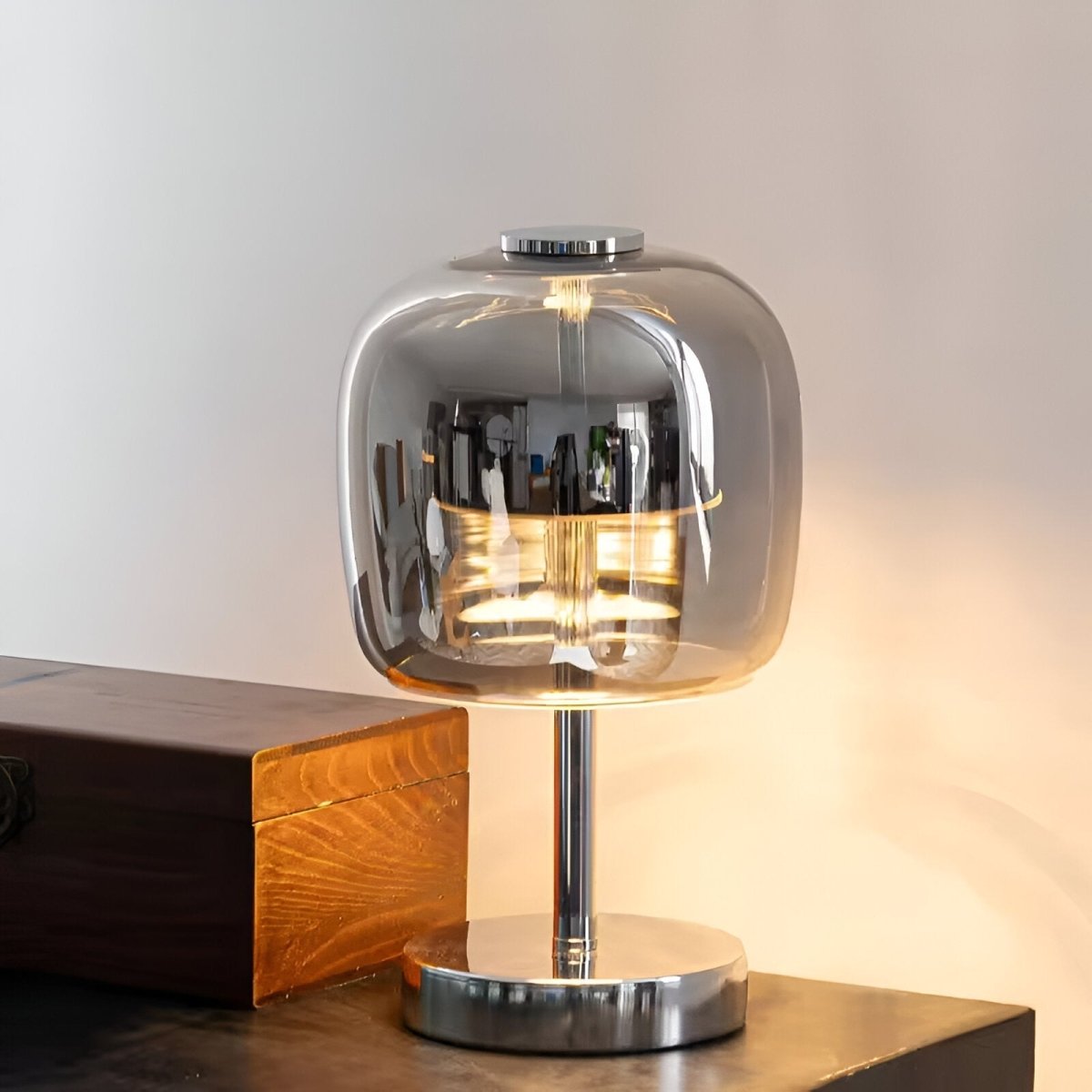 Virelle Maison - Lampe de table en verre fumé dimmable à commande tactile | Virelle Maison