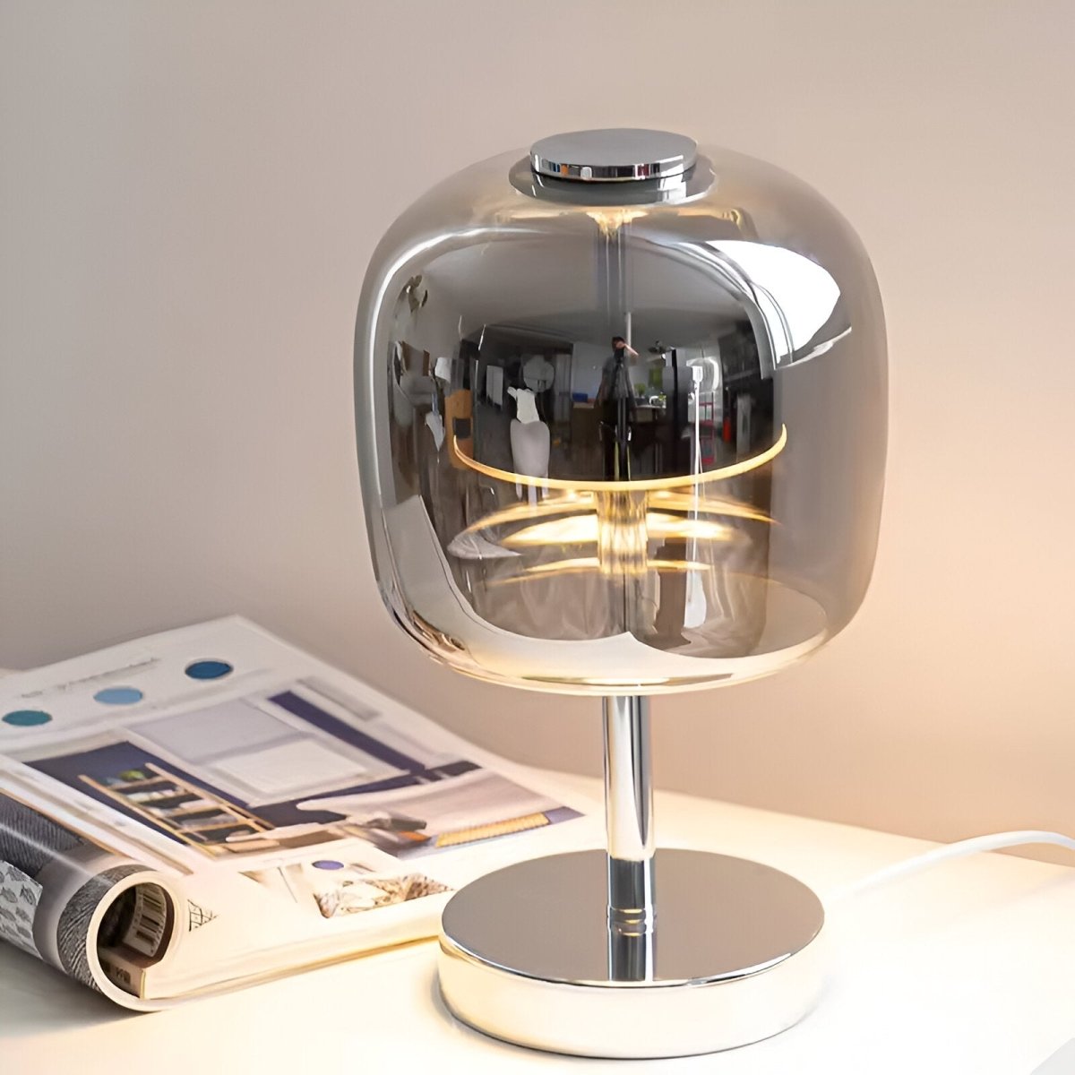 Virelle Maison - Lampe de table en verre fumé dimmable à commande tactile | Virelle Maison