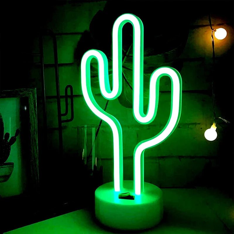 Virelle Maison - Lampe néon décorative en forme de cactus LED verte | Virelle Maison