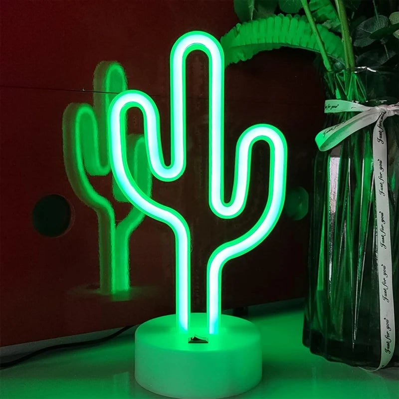 Virelle Maison - Lampe néon décorative en forme de cactus LED verte | Virelle Maison