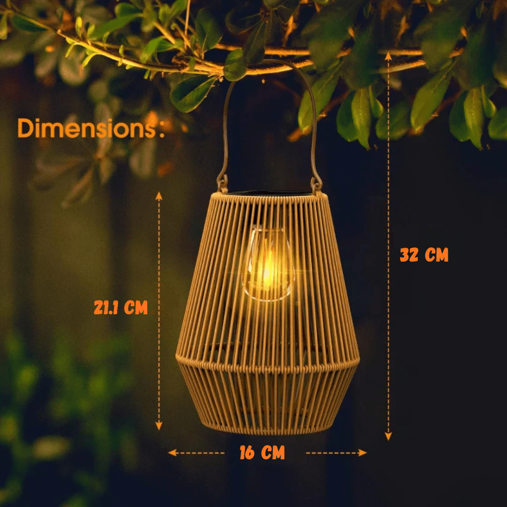 Virelle Maison - Lanterne solaire extérieure en rotin tressé et LED intégrée | Virelle Maison