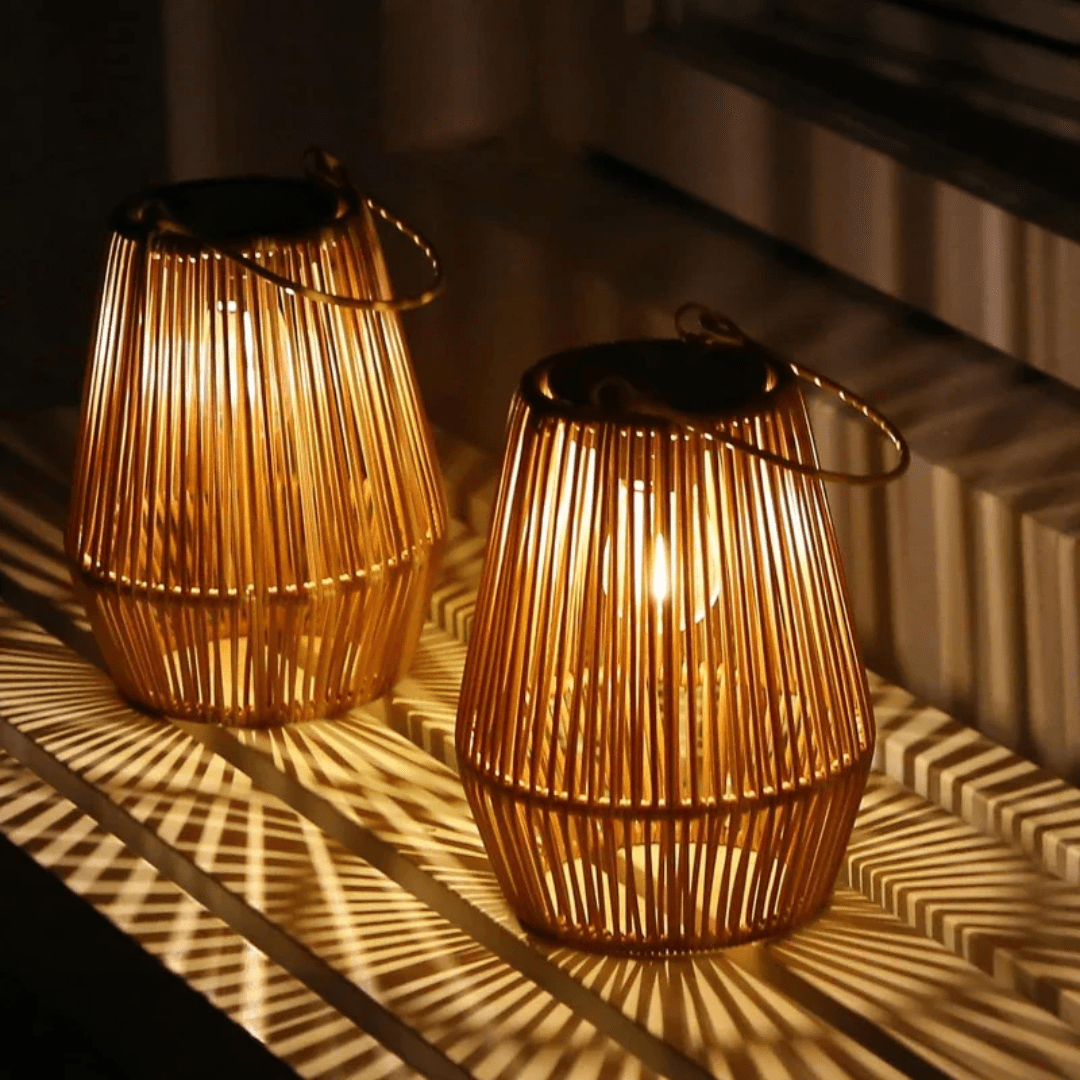 Virelle Maison - Lanterne solaire extérieure en rotin tressé et LED intégrée | Virelle Maison