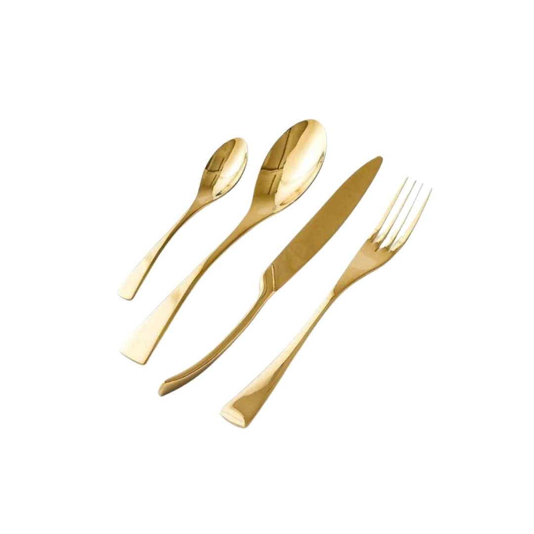 Virelle Maison - Ménagère dorée en acier inoxydable – Finition miroir brillante | Virelle Maison