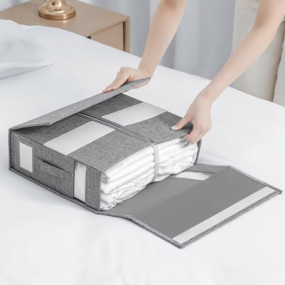 Virelle Maison - Organiseur de draps pliable en tissu structuré, gris clair | Virelle Maison