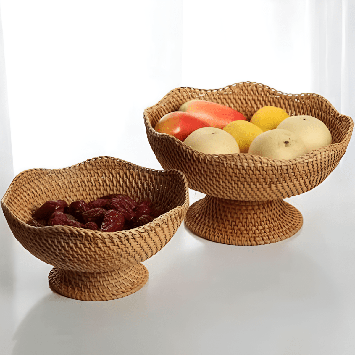 Virelle Maison - Panier à fruits en rotin naturel tressé à la main