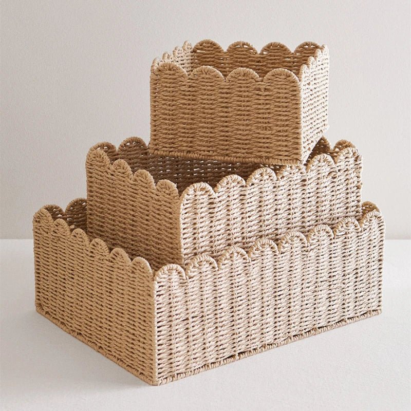 Virelle Maison - Panier de rangement en osier tressé avec bord ondulé | Virelle Maison