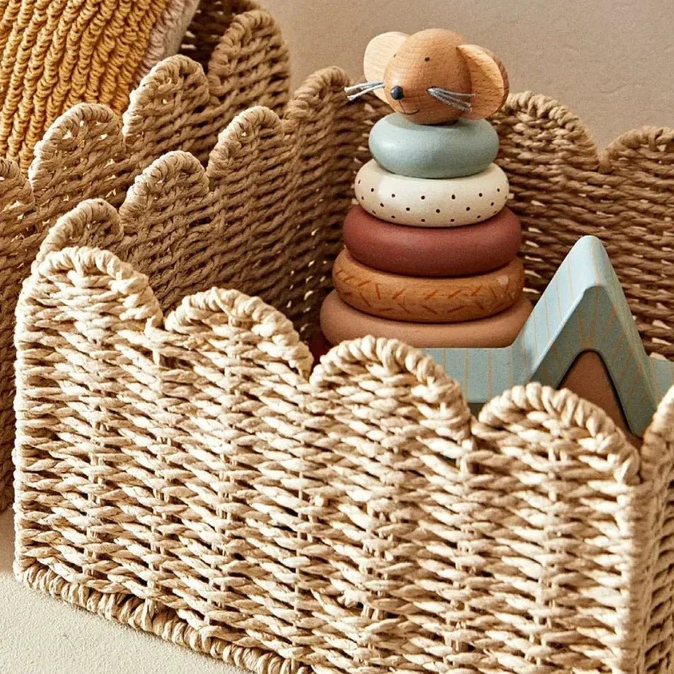 Virelle Maison - Panier de rangement en osier tressé avec bord ondulé | Virelle Maison