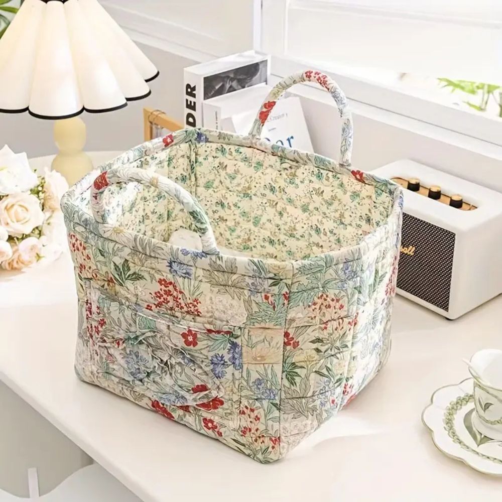 Virelle Maison - Panier de rangement en toile à motif floral doux | Virelle Maison