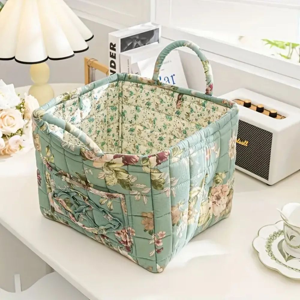Virelle Maison - Panier de rangement en toile à motif floral doux | Virelle Maison