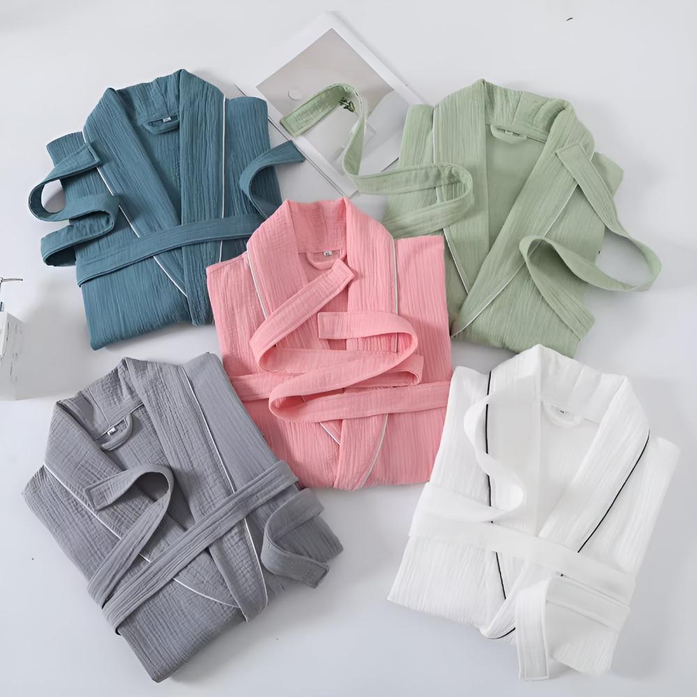Virelle Maison - Peignoir de bain en coton léger à manches courtes | Virelle Maison