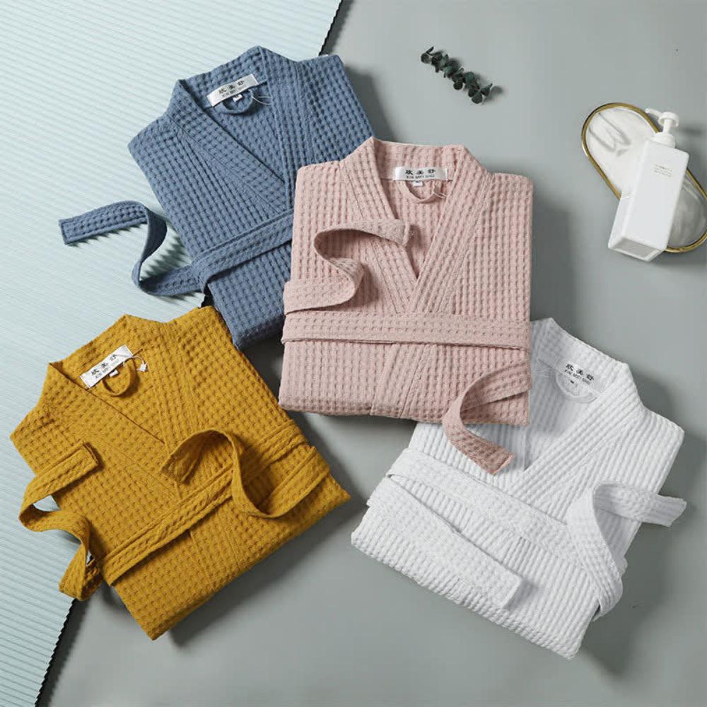 Virelle Maison - Peignoir en coton gaufré à col en V | Virelle Maison