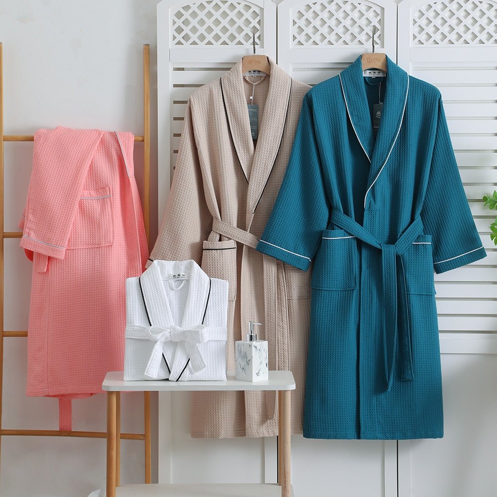 Virelle Maison - Peignoir en coton gaufré, doux et absorbant pour salle de bain | Virelle Maison