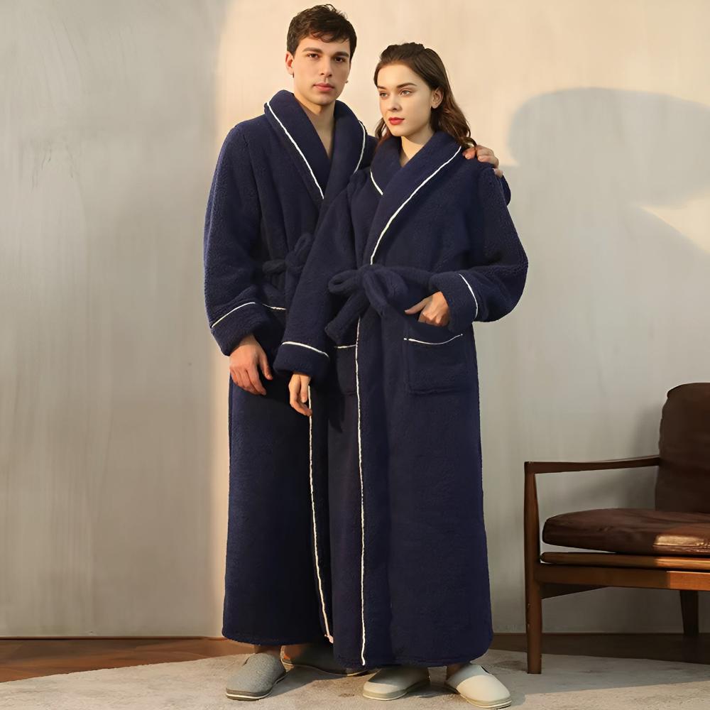 Virelle Maison - Peignoir en flanelle douce à col châle unisexe | Virelle Maison