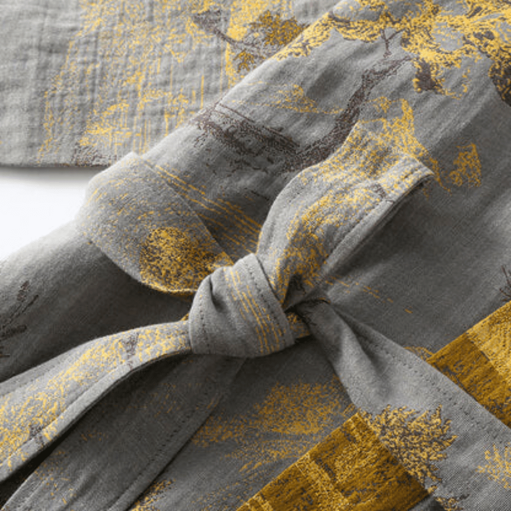 Virelle Maison - Peignoir kimono en coton gaufré naturel à coupe ample | Virelle Maison