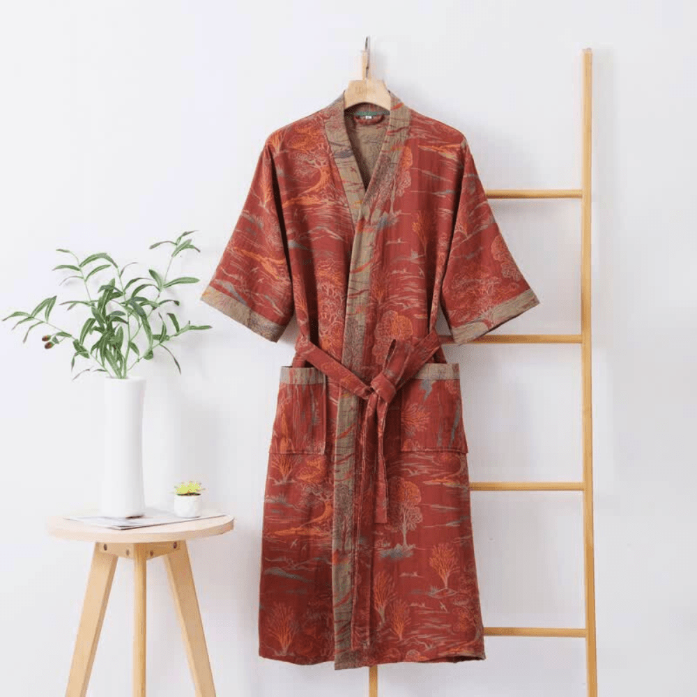 Virelle Maison - Peignoir kimono en coton léger à double gaze | Virelle Maison