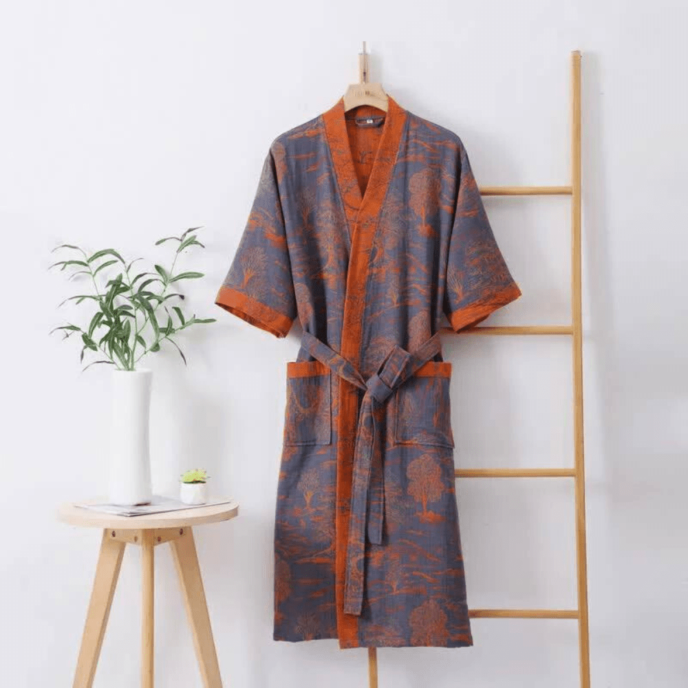 Virelle Maison - Peignoir kimono en coton léger à double gaze | Virelle Maison