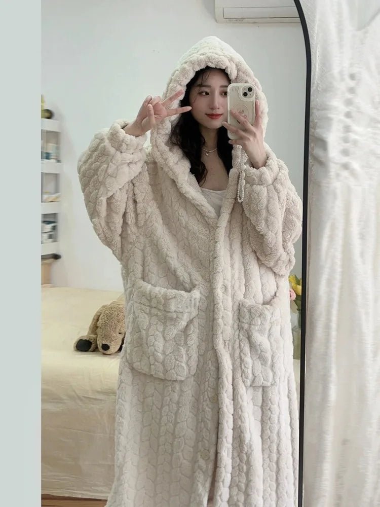 Virelle Maison - Peignoir léger en coton texturé avec capuche pour intérieur | Virelle Maison