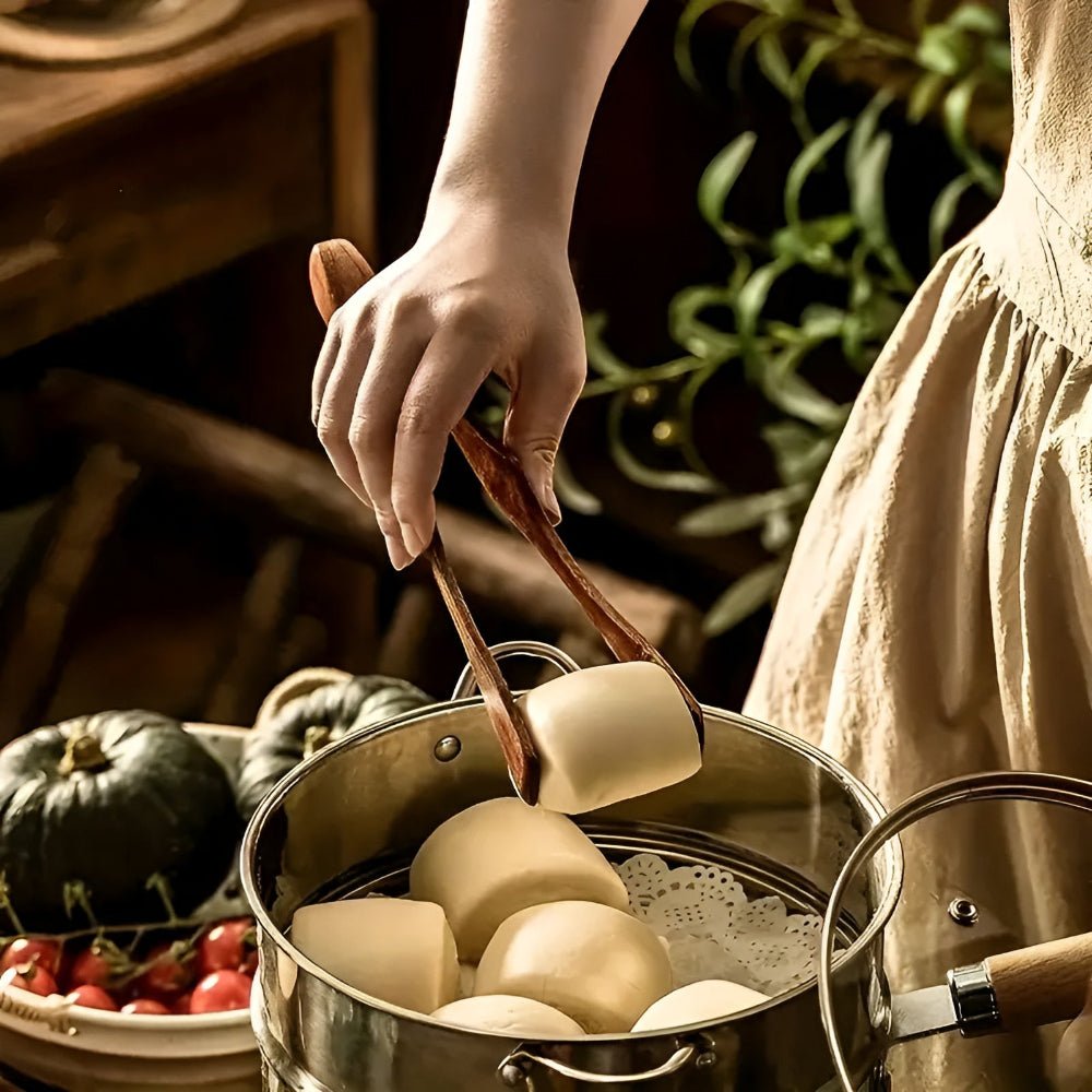 Virelle Maison - Pinces de cuisine en bois naturel, finition résistante à la chaleur