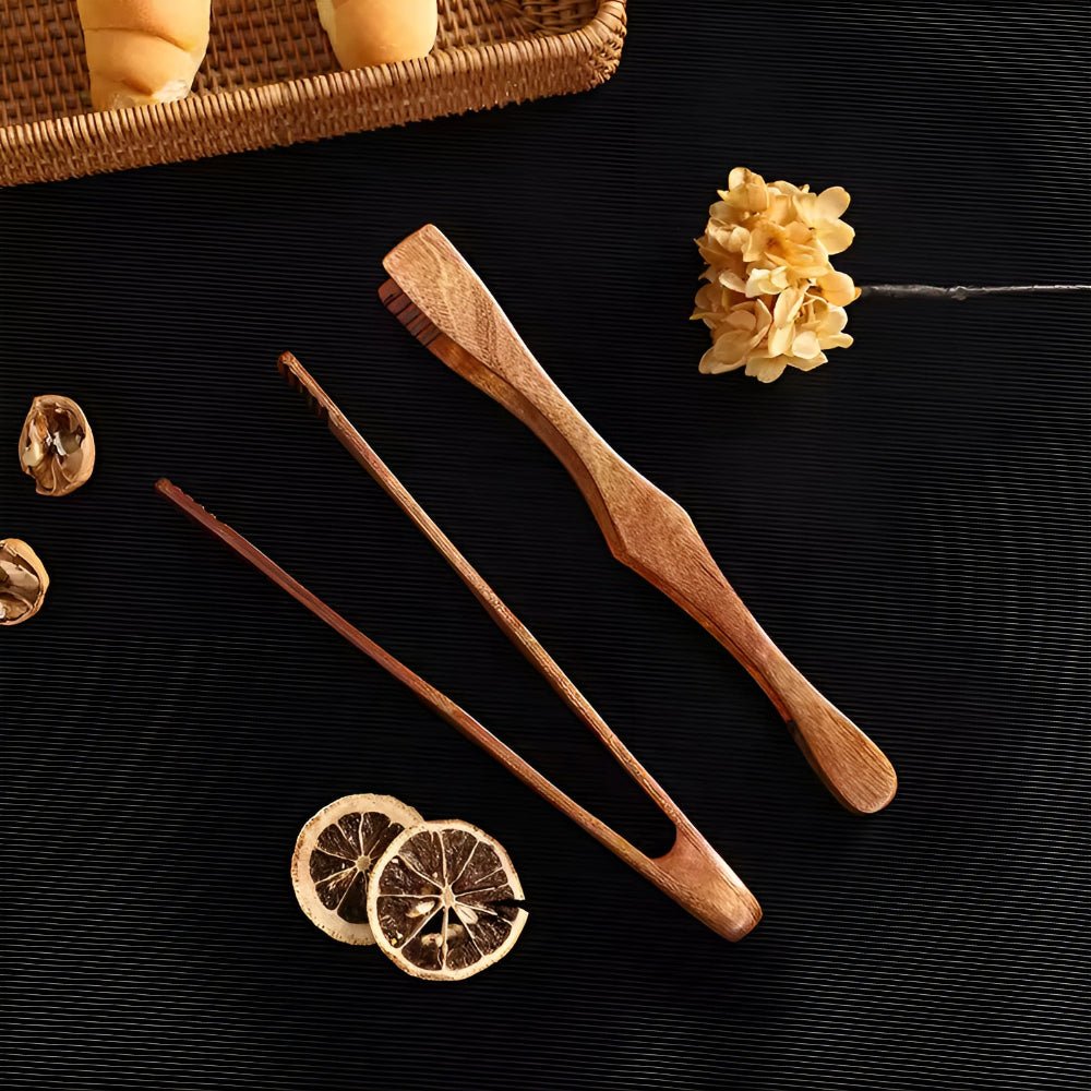 Virelle Maison - Pinces de cuisine en bois naturel, finition résistante à la chaleur