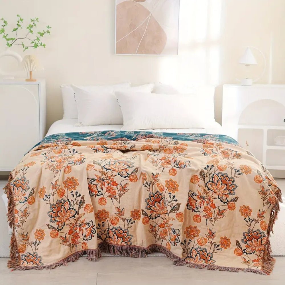 Virelle Maison - Plaid en coton texturé à motif bohème | Virelle Maison