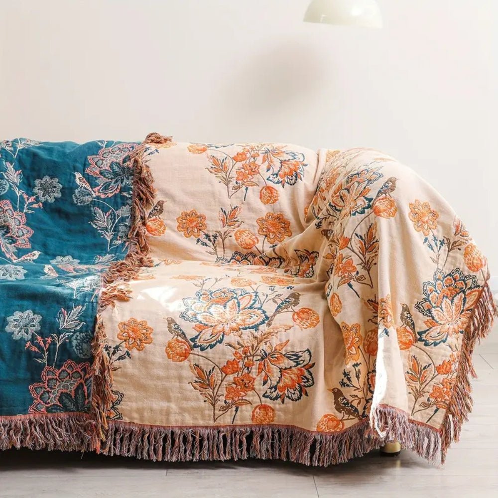 Virelle Maison - Plaid en coton texturé à motif bohème | Virelle Maison