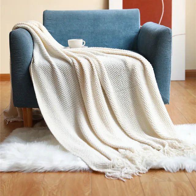 Virelle Maison - Plaid tricoté texturé en acrylique | Virelle Maison