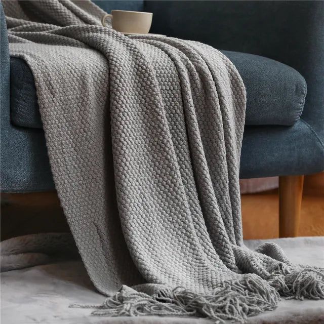Virelle Maison - Plaid tricoté texturé en acrylique | Virelle Maison