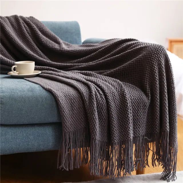Virelle Maison - Plaid tricoté texturé en acrylique | Virelle Maison