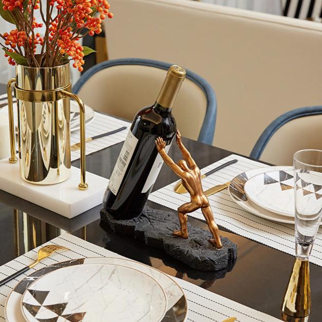 Virelle Maison - Porte - bouteille décoratif en résine sculptée noir mat | Virelle Maison