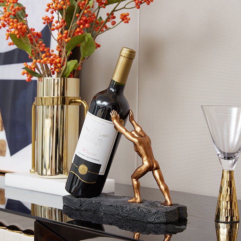 Virelle Maison - Porte - bouteille décoratif en résine sculptée noir mat | Virelle Maison