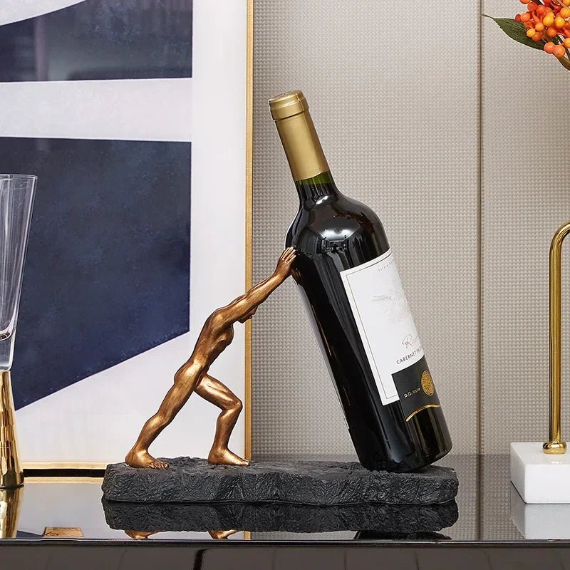Virelle Maison - Porte - bouteille décoratif en résine sculptée noir mat | Virelle Maison