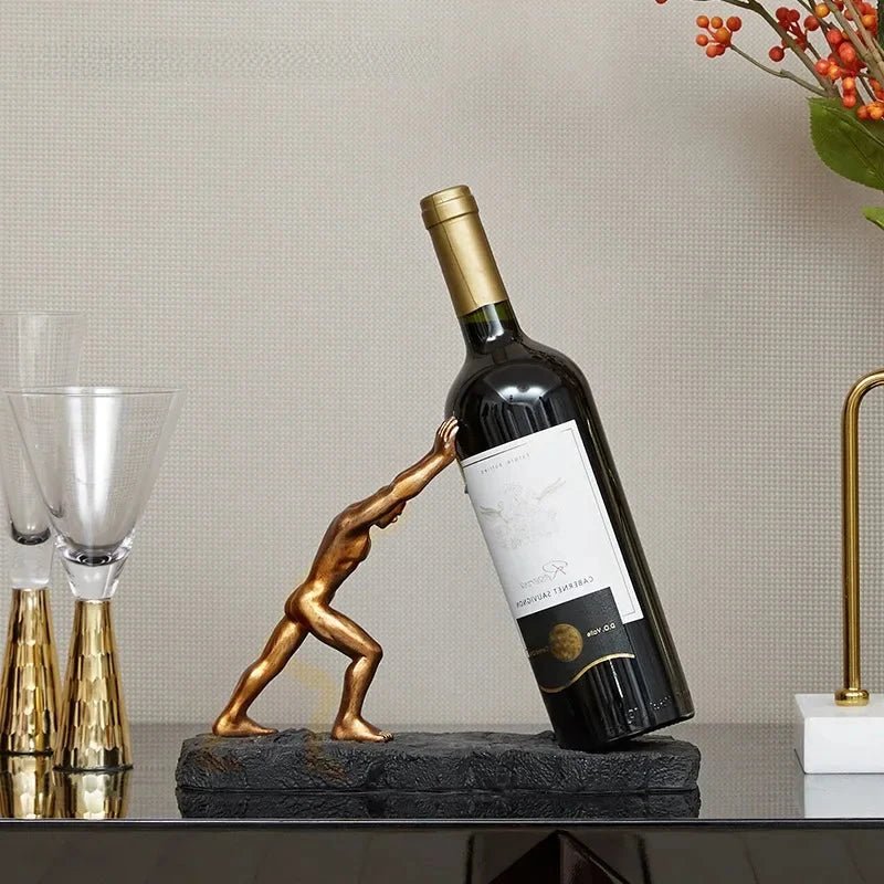 Virelle Maison - Porte - bouteille décoratif en résine sculptée noir mat | Virelle Maison