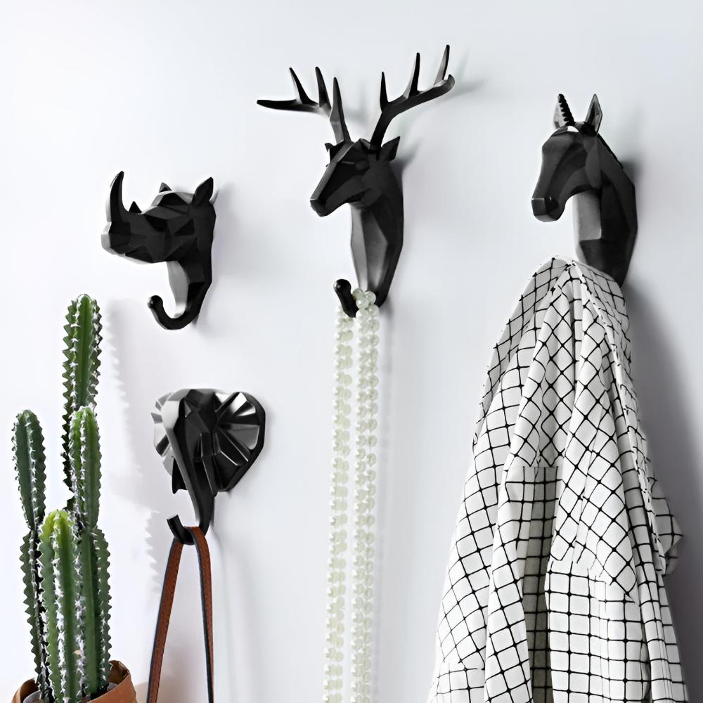 Virelle Maison - Porte - clés mural décoratif en résine tête d’animal