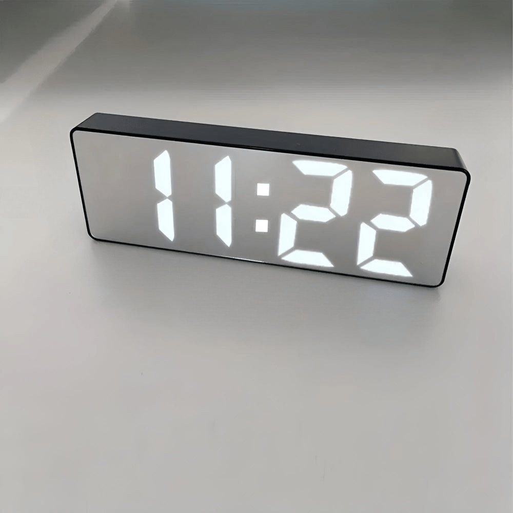 Virelle Maison - Réveil numérique miroir LED design minimaliste en ABS