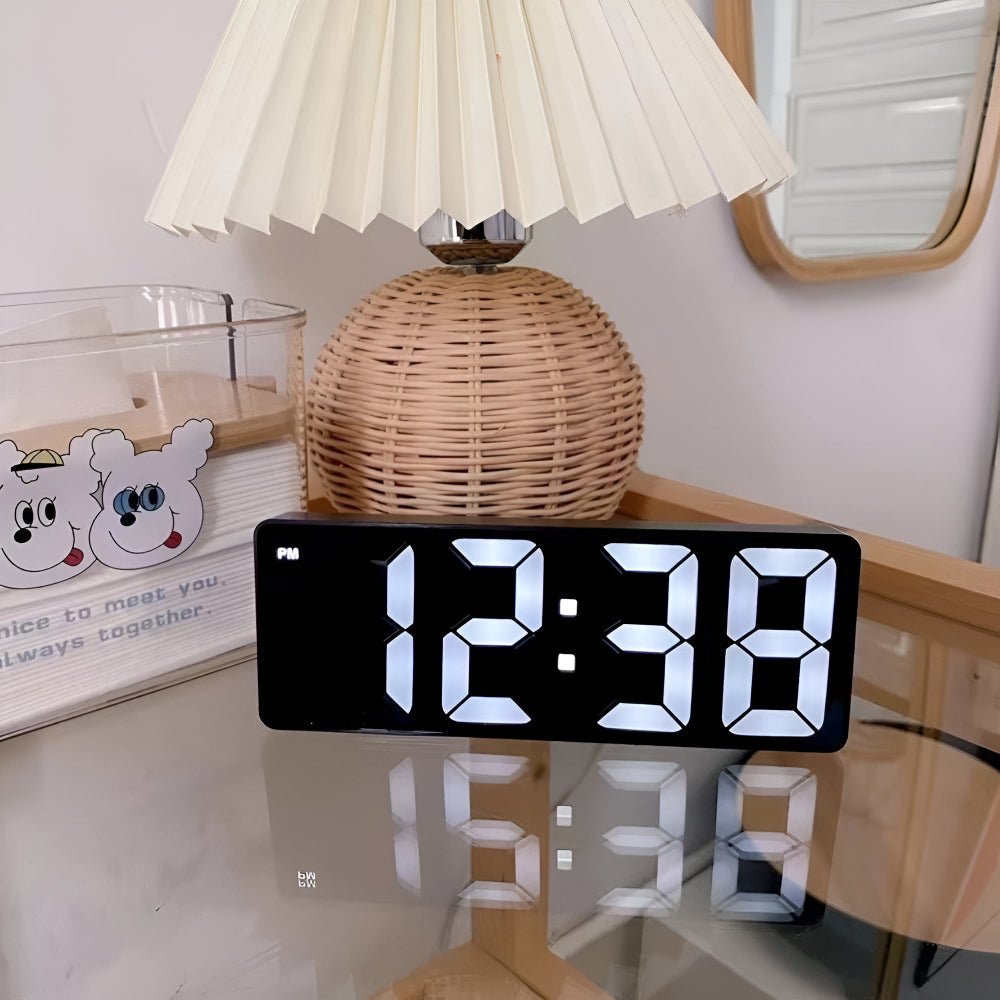 Virelle Maison - Réveil numérique miroir LED design minimaliste en ABS