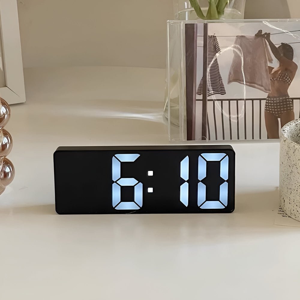 Virelle Maison - Réveil numérique miroir LED design minimaliste en ABS