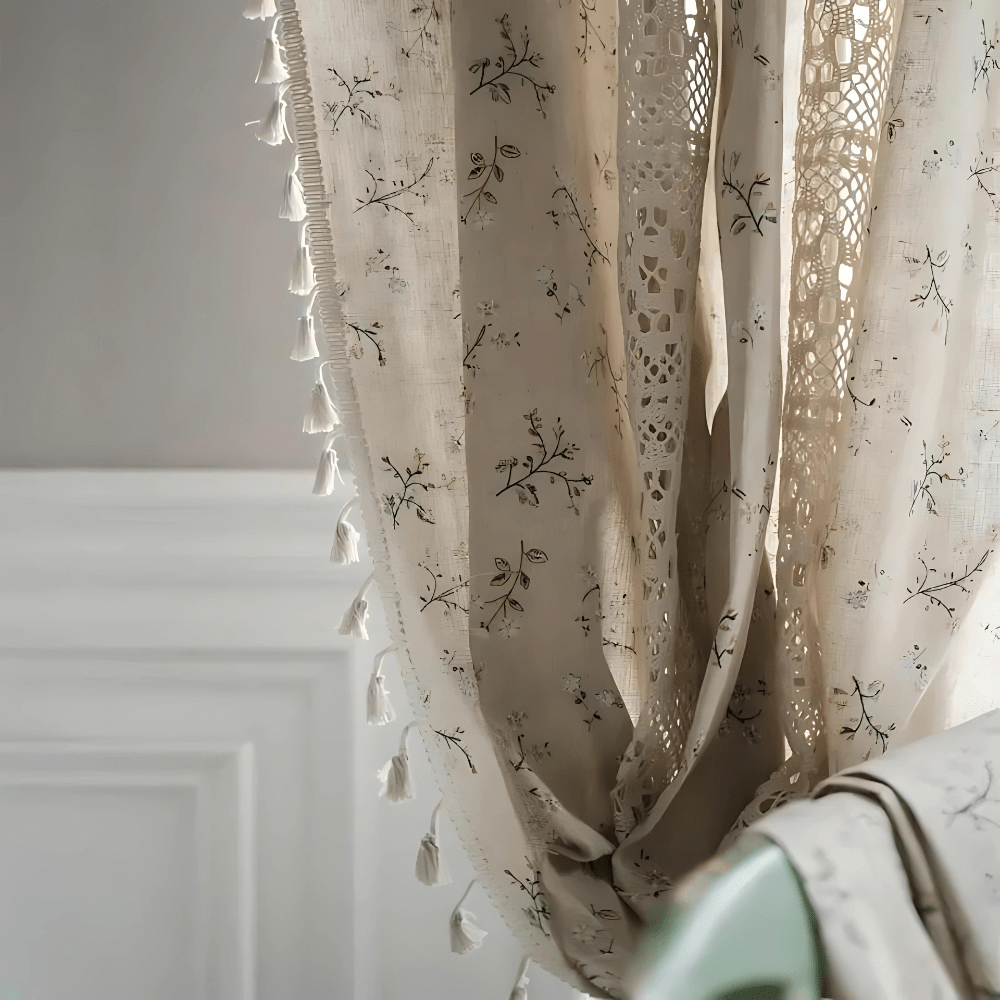 Virelle Maison - Rideau en dentelle florale semi - occultant patchwork