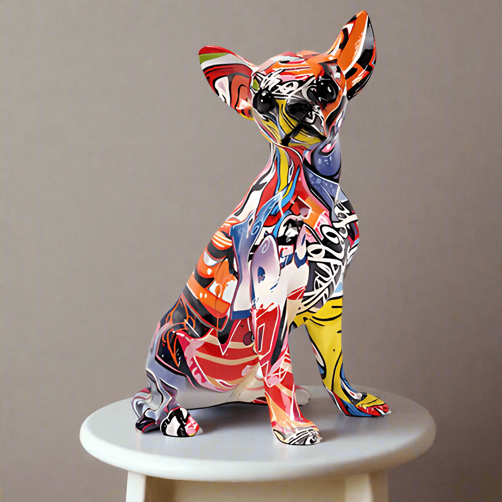 Virelle Maison - Sculpture décorative chihuahua style street art en résine