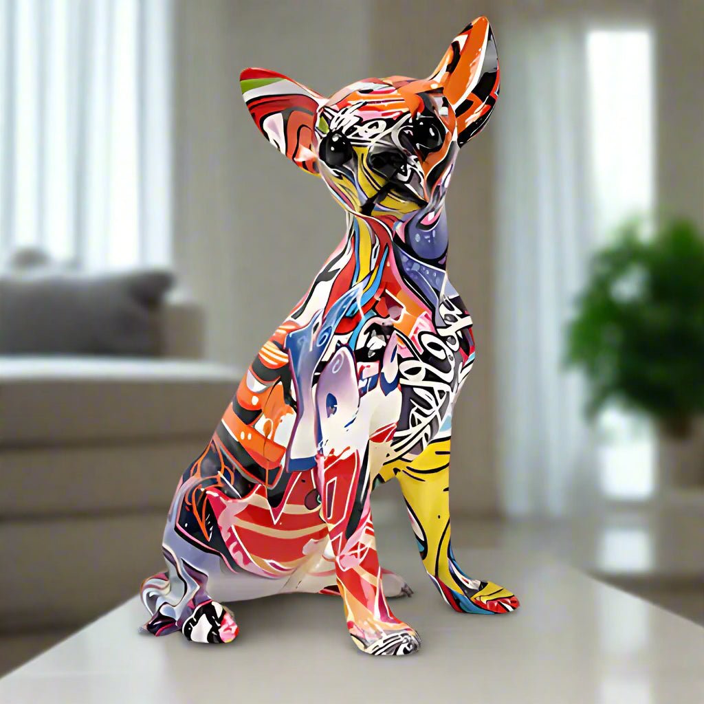 Virelle Maison - Sculpture décorative chihuahua style street art en résine
