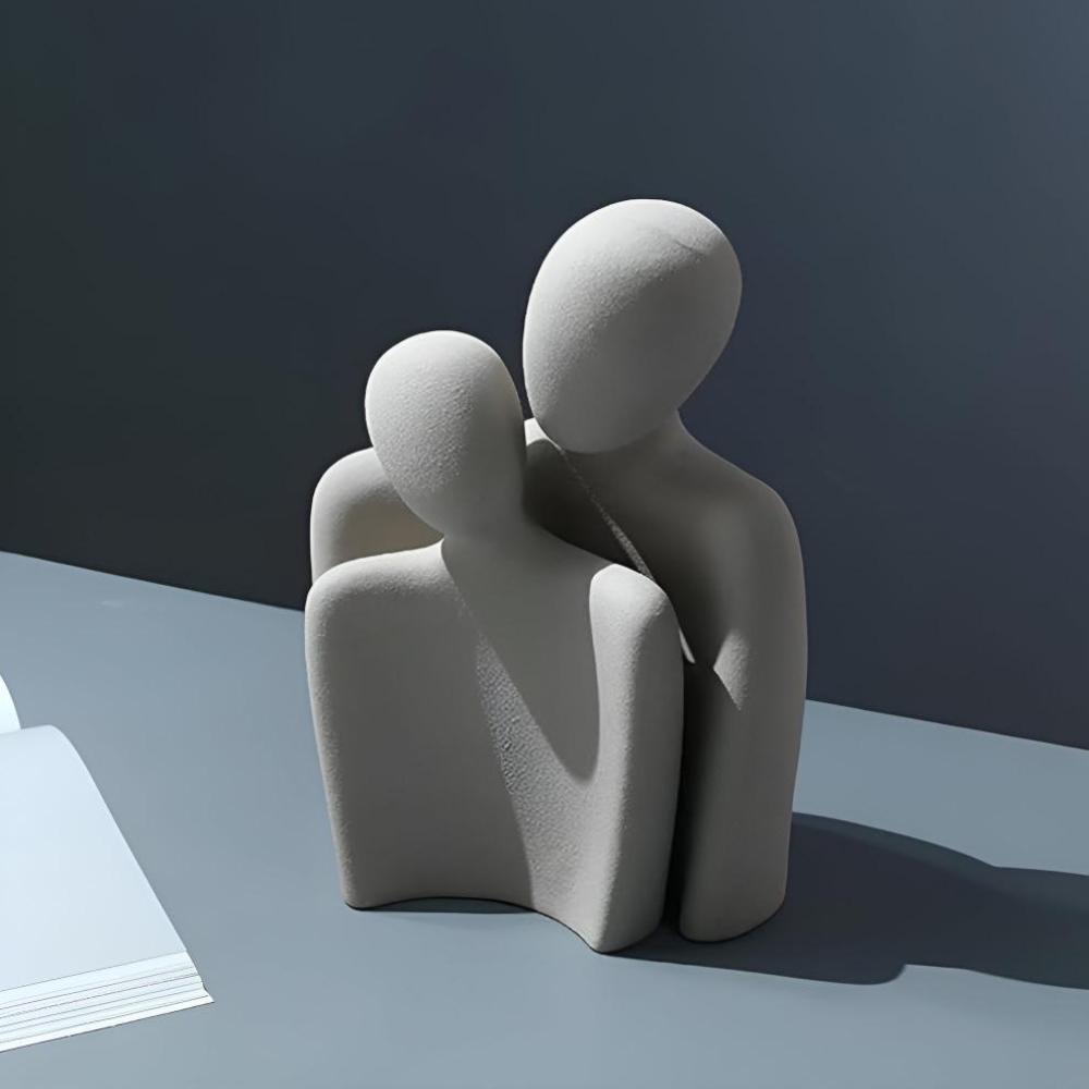 Virelle Maison - Sculpture décorative couple romantique en céramique grise