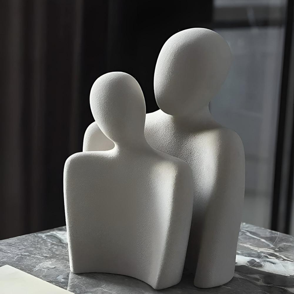Virelle Maison - Sculpture décorative couple romantique en céramique grise